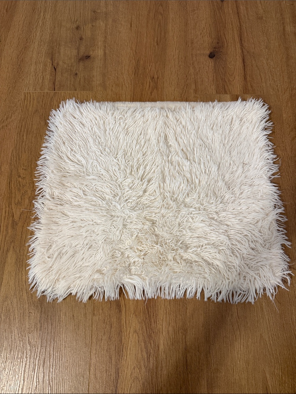 SHEIN Cream Shag Accent Pillow Cover
